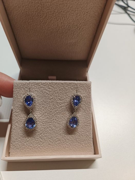 Cercei cu diamante și tanzanite