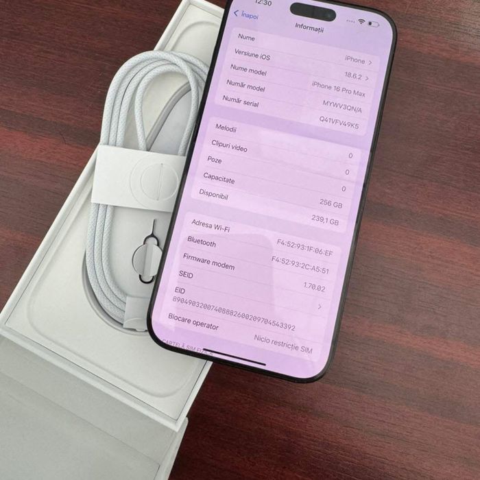 Vand iphone 16 pro max 256 gb