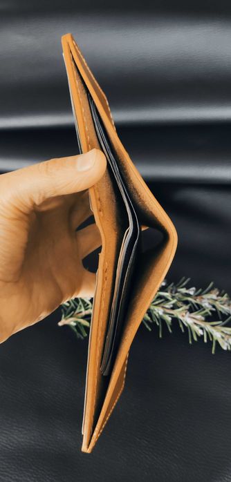 Ръчно изработени минималистични кожени портфейли за мъже, черни