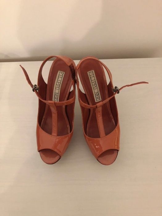 Sandale platforma piele lacuita culoarea somon marimea 38