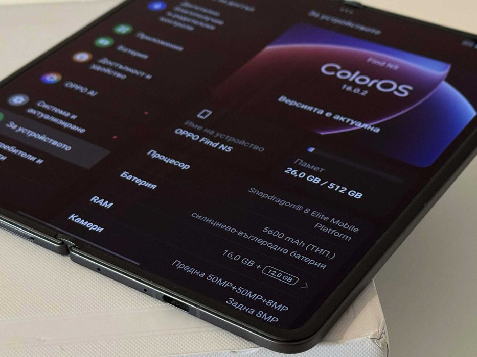 Бартер! НОВ! Гаранция! OPPO Find N5 512/16GB Cosmic Black (Черен)