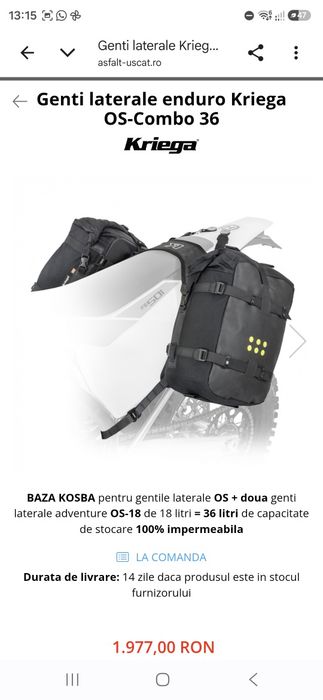 Set Kriega OS-Combo 36 + OS Base pentru Honda CRF300L / CRF250L / CRF300 Rally