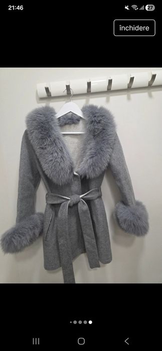 Palton calduros blana naturala