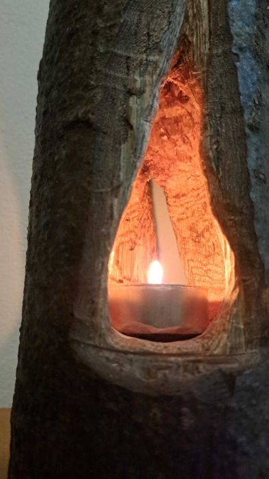 Уникален три-прозоръчен Свещник от дърво