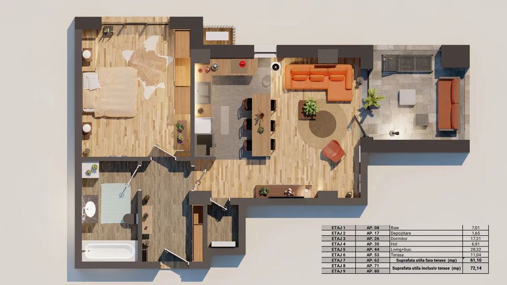 Apartament 71mp Mall Residence + Parcare Subterană | TVA Inclus