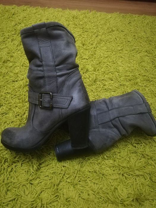 Ghete Dama Piele Naturala Gri