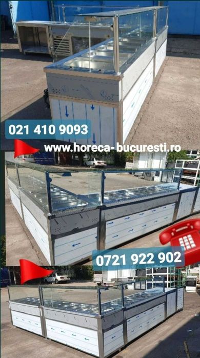 BAIN Marie 3-6GN Geam CURB / Vitrina CALDA- RECE / AUTOSERVIRE Horeca/