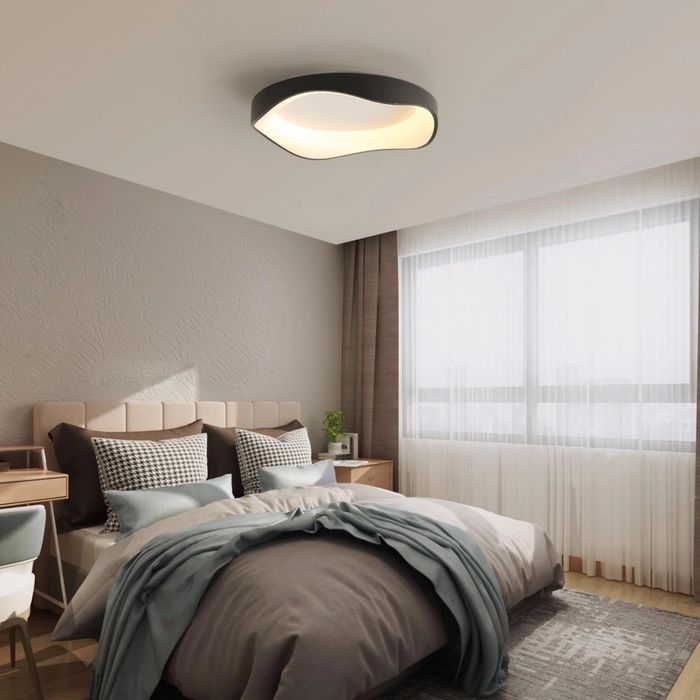 Модерна LED таванна лампа, черна 40 см