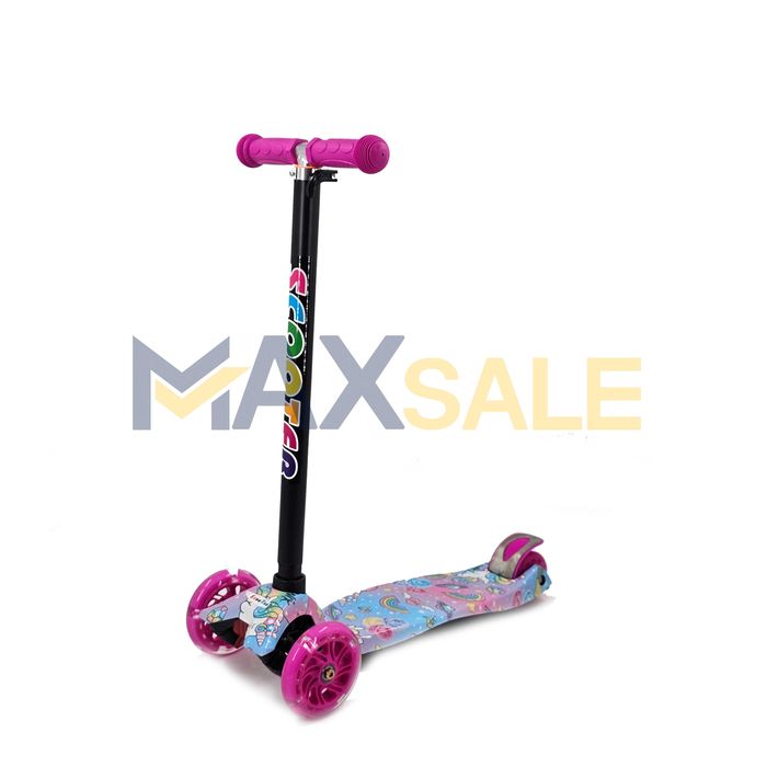 Детска тротинетка 3 светещи колела еднорози/розово/синьо скутер колело