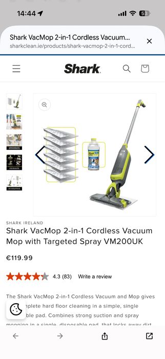 Aspirator și mop fără fir Shark Vacmop Cordless Hard Floor Cleaner - Nou