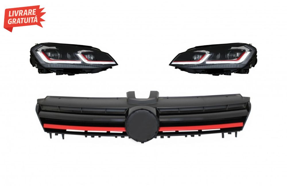 Faruri LED cu Semnal Dinamic cu Grila VW Golf 7 VII (2013-2017)