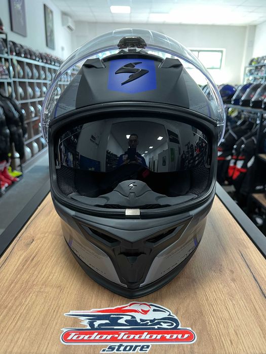 Мото Каска SCORPION EXO-520 EVO AIR Маha Blue ,очила,L 59-60,очила