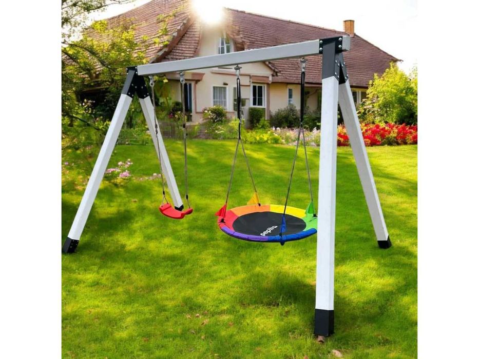 Leagan gradina copii din lemn,set balansoar cu cuib si leagane