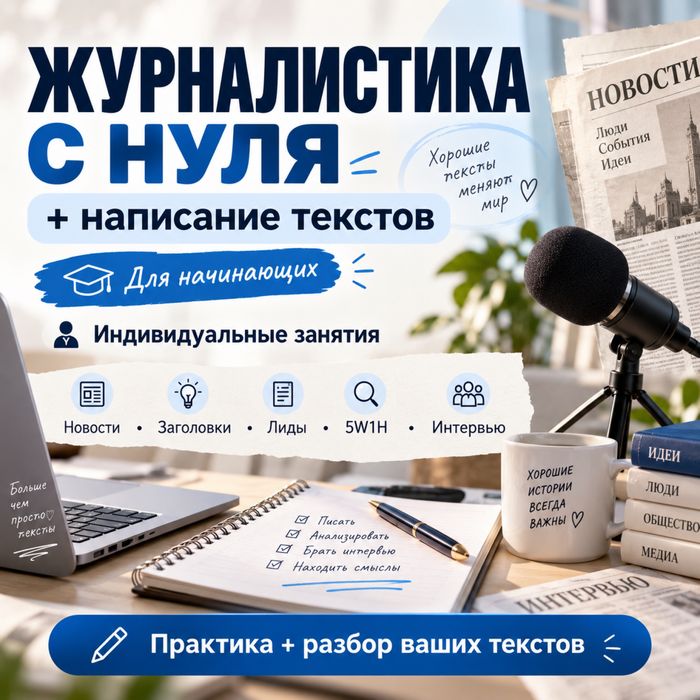 Журналистика с нуля и написание текстов