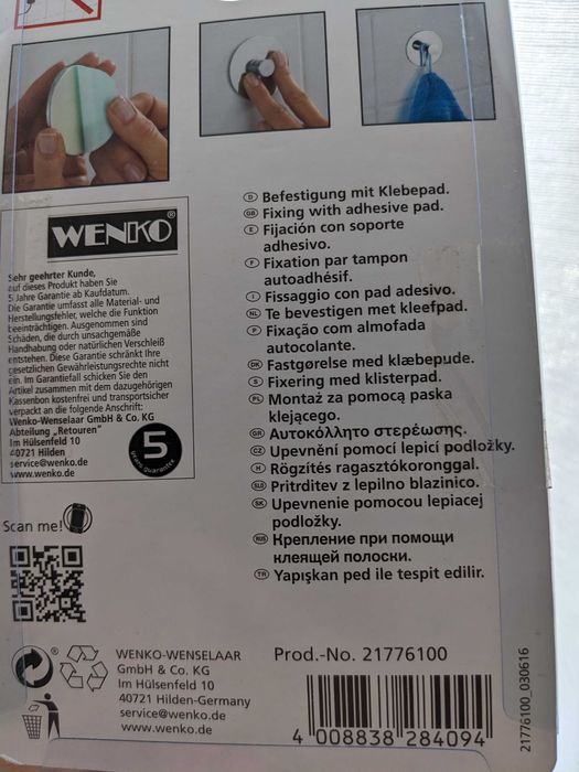 Set 2 cârlige autoadezive Wenko Turbo-Loc noi