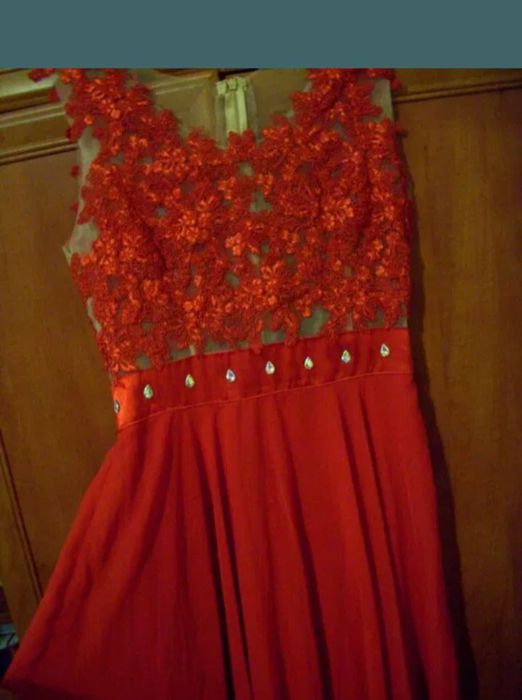 Rochie roșie de seară cu sită mar M-L