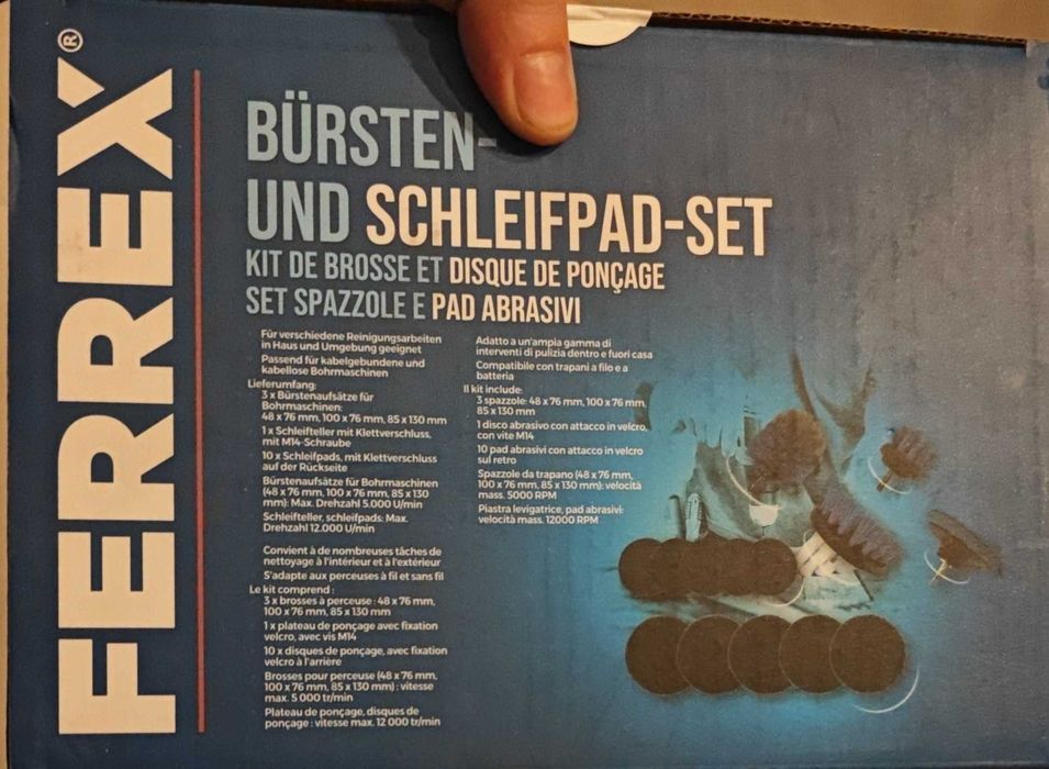 Set perii și discuri abrazive Ferrex, pentru bormașină, curățare