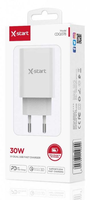 Type-C + USB бързо двойно зарядно устройство