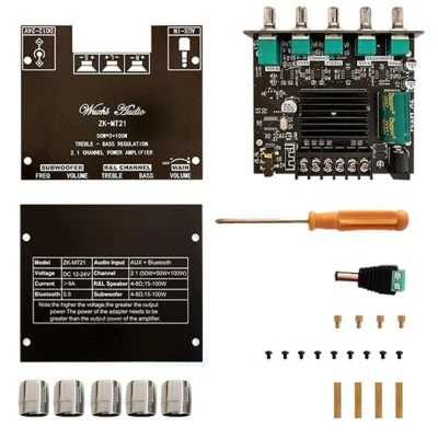 Amplificator bluetooth 2.1 2x50w + 100w Nou