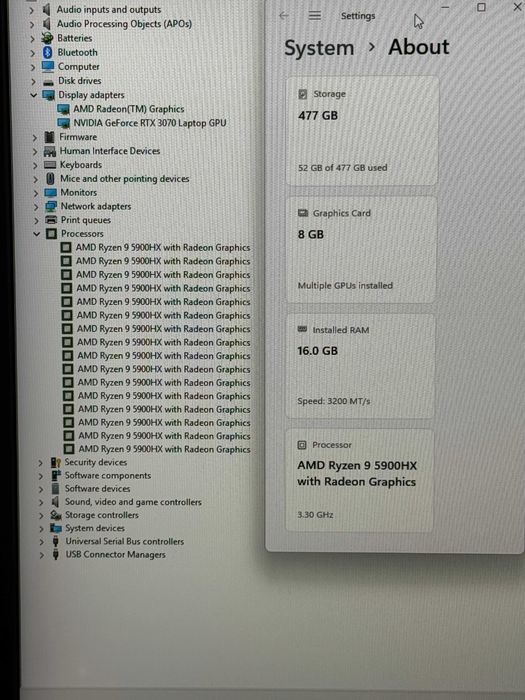 17.3 300Hz ROG Strix`Ryzen 9-5900HX/RTX 3070/16GB RAM/512GB SSD/RGB
