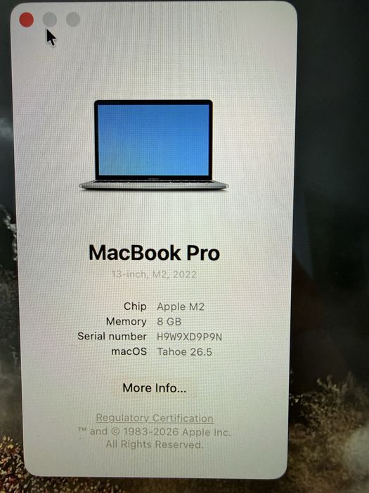 Macbook pro 13 m2 8 ram 256 ssd