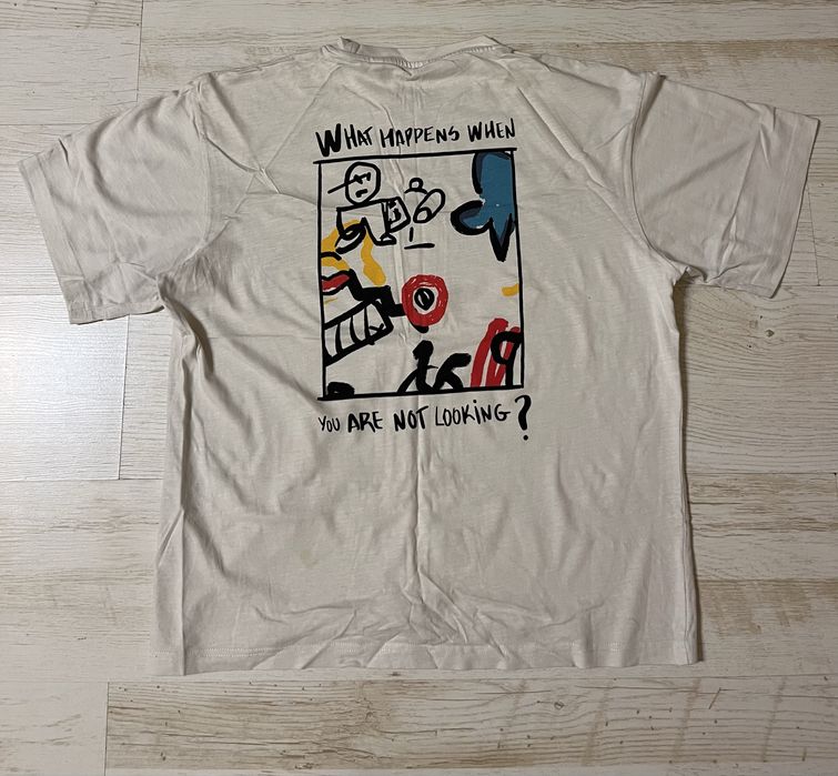 tricou alb relaxed fit pull&bear