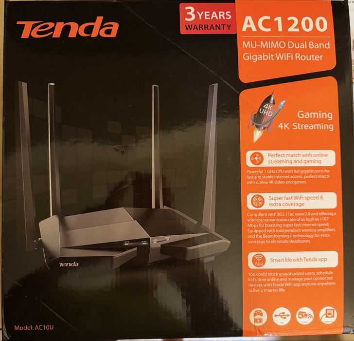 Router wireless Tenda AC1200 AC10U, Dualband, Gigabit