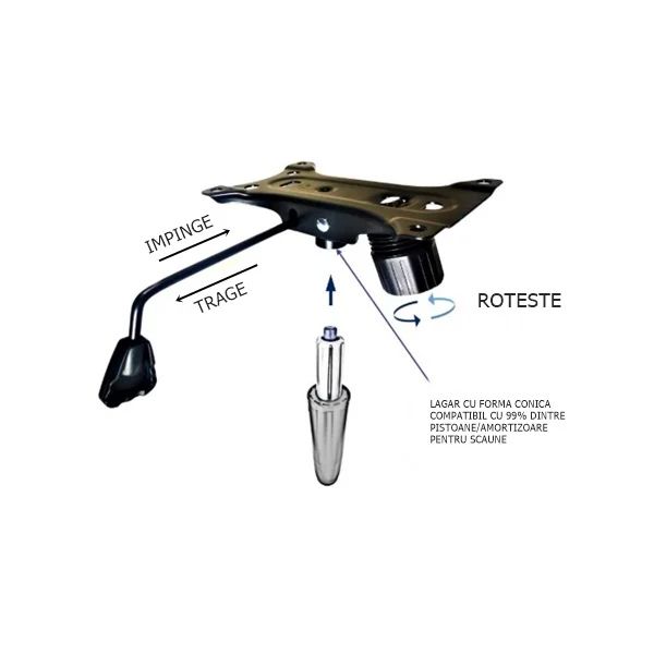 Set placuta balans metalica,baza 60 cm si cilindru piston,scaune birou