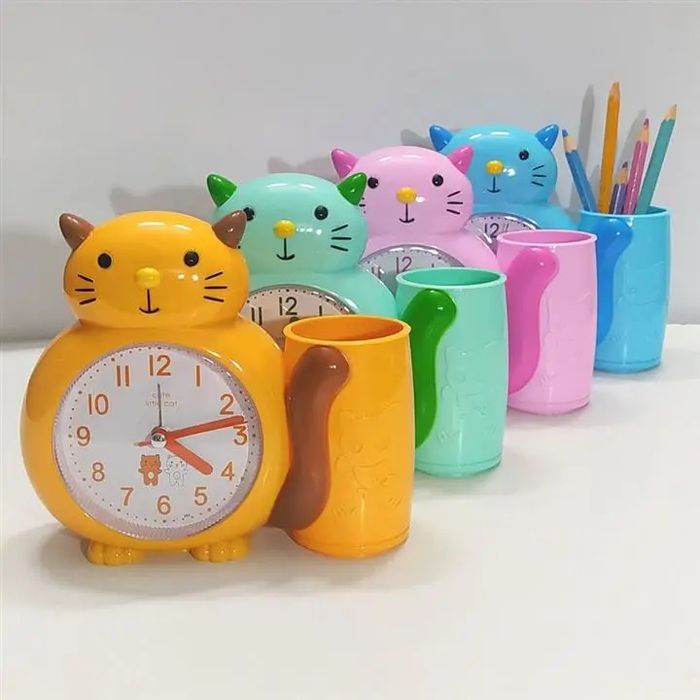 Настольные часы с будильником "Кот". с органайзером.