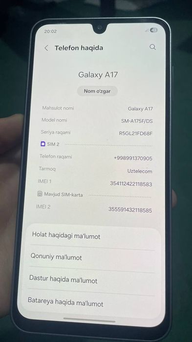Samsung A 17 xoli yangi