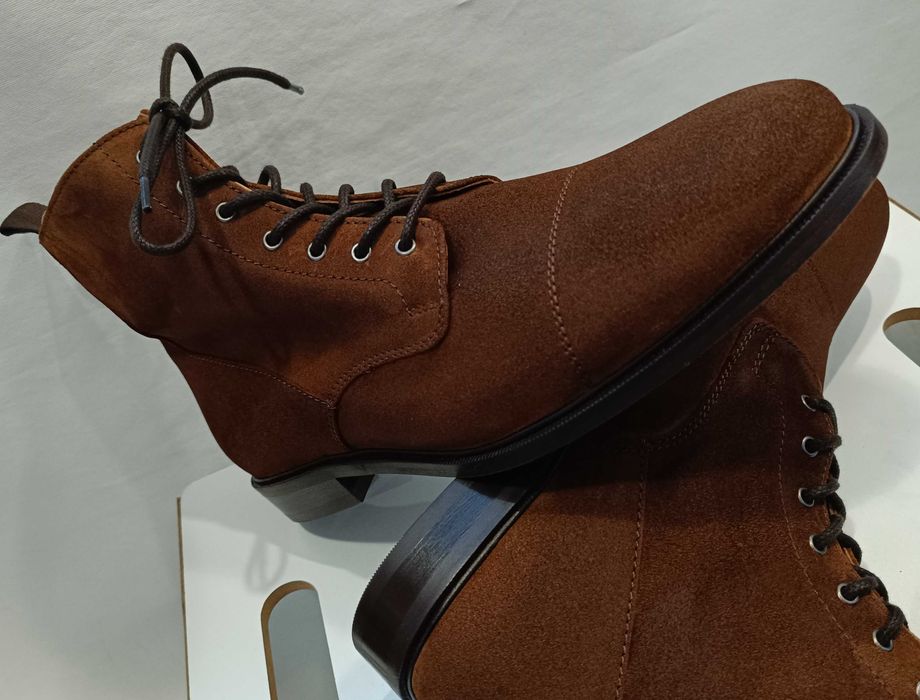 Ghete lace up 45 cap toe de lux Minelli Paris NOI piele naturala moale