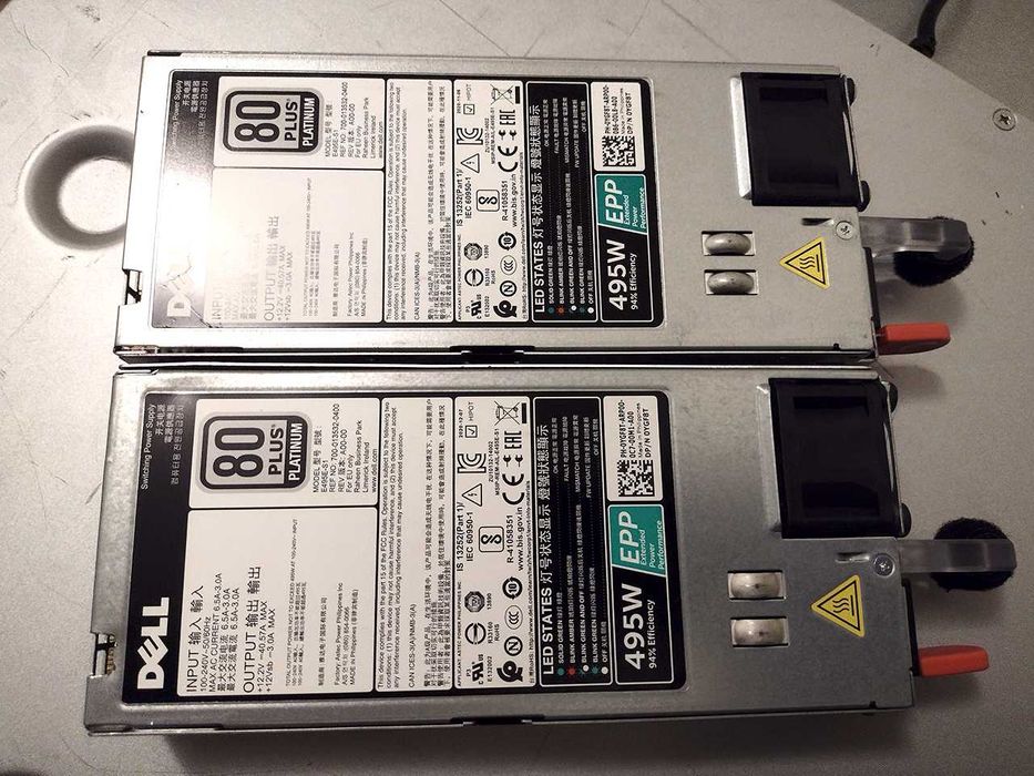2 x Захранване за Сървър Дел / 2 x 80 Plus Platinum 495W