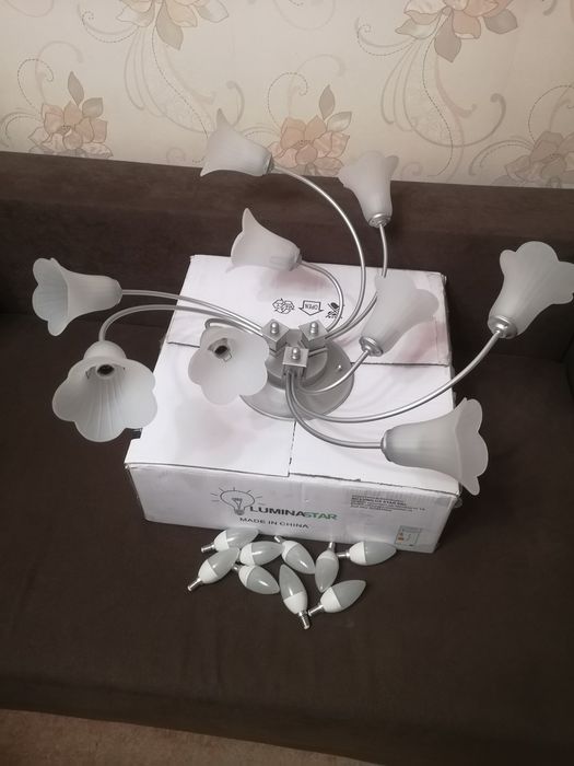 Lustră, candelabru 9becuri,argintiu gri