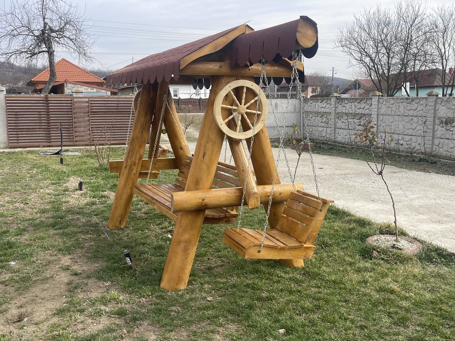 Balansoar din lemn rotund pentru copii , lemn masiv