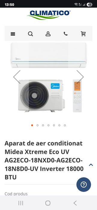 Aparate de aer conditionat căldură Midea Xtreme AC 1800 BTU Inverter S