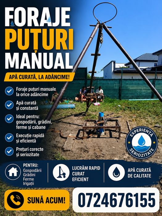 Foraje puțuri manuale