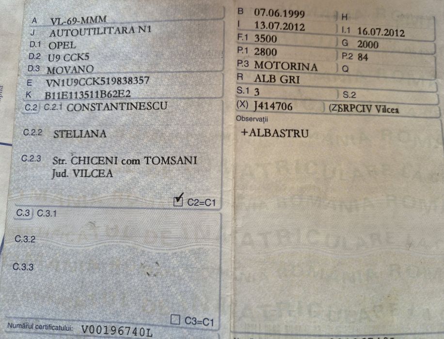 Autoutilitara N1 Opel Movano