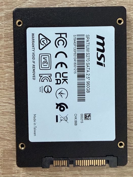 Новый SSD диск MSI Spatium S270 960 GB
