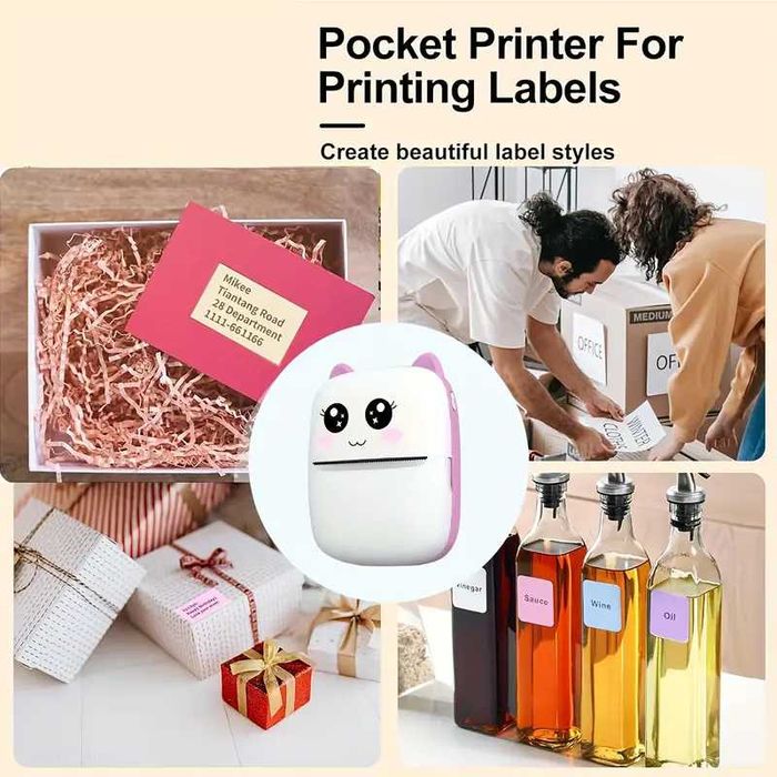 Мини термопринтер коте за деца с Bluetooth различни цветове