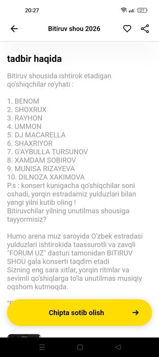 23 may kuni Humo Arenada gala kansert