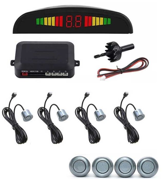 Парктроник, 4 датчика, 2 цвята тъмно сив или черен