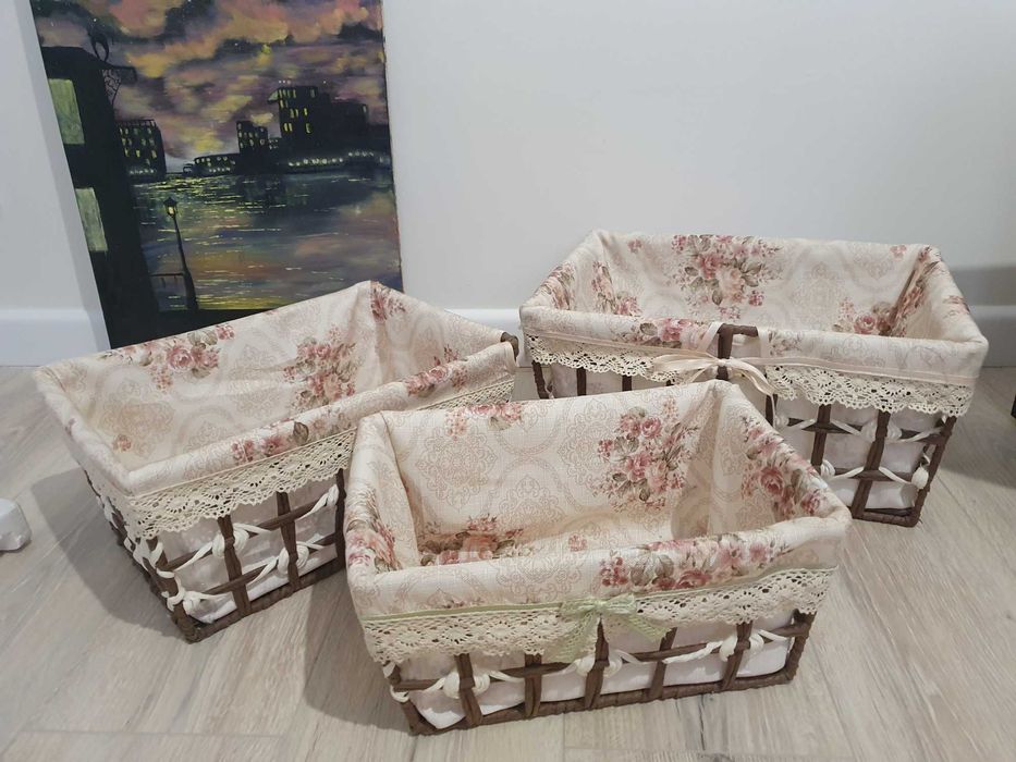 Корзины интерьерные в стиле прованс 3 шт
