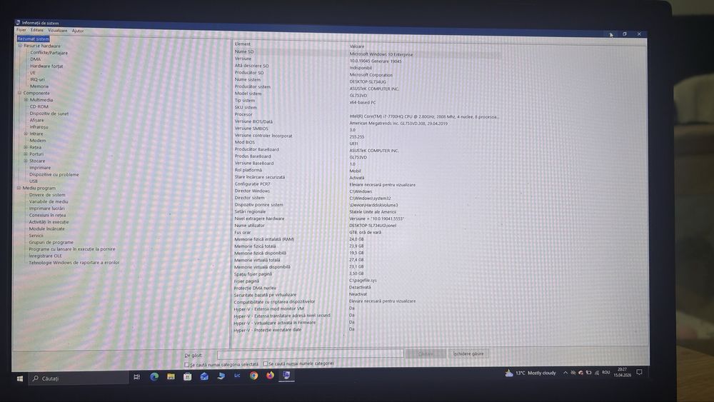 Laptop gaming ASUS ROG GL753VD i7 / 24GB RAM / SSD 256GB / GTX 1050