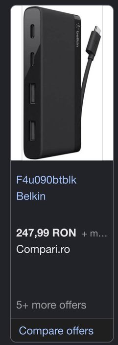 Belkin F4U090 USB-C Hub – Original, Nou, Sigilat/Neutilizat – 2 Bucăți