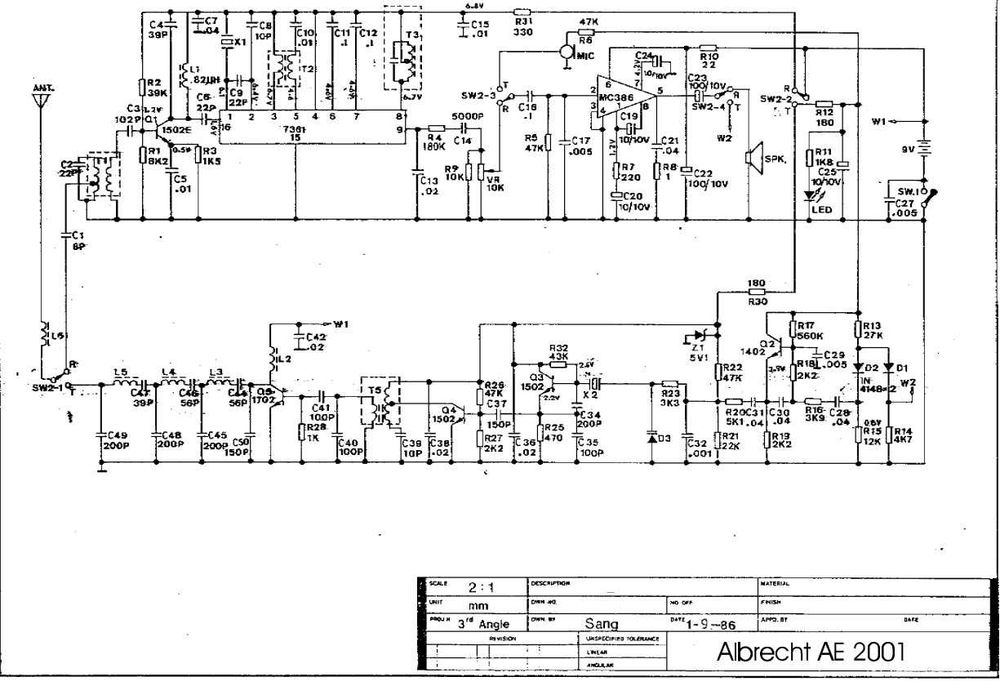 Walkie Talkie Transceivere Albrecht AE2001 (27MHz) (Germania)