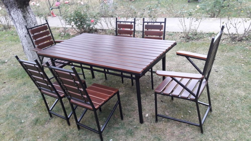 Set masa cu 4 scaune si 2 fotolii