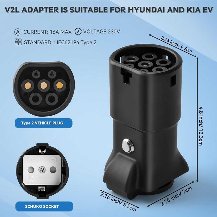 JULIK адаптер V2L за Hyundai IONIQ 5/6, Kia EV6 EV9 EV3 (3.5kW 16A)