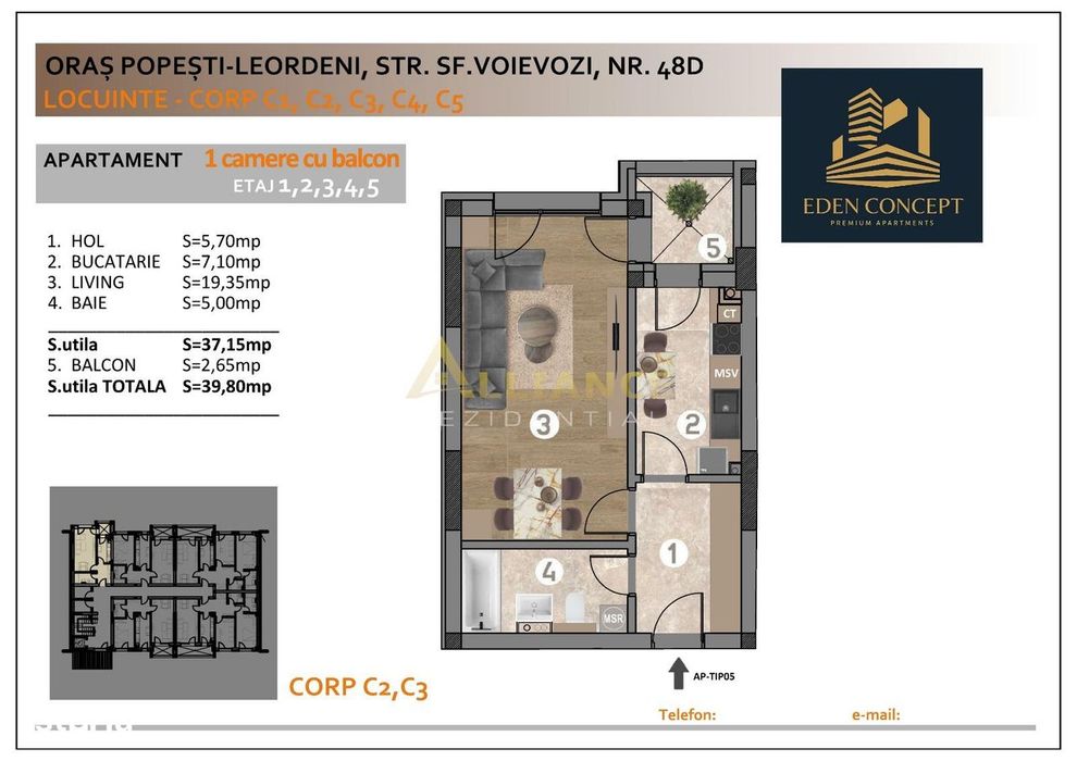 Popesti Garsorniera 41.55 mp