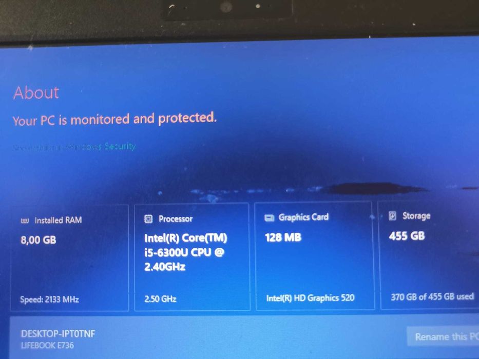 Laptop Fujitsu E736, 13,3" HD,  intel i5-6300U, 2.40GHz, 8GB RAM DDR3,