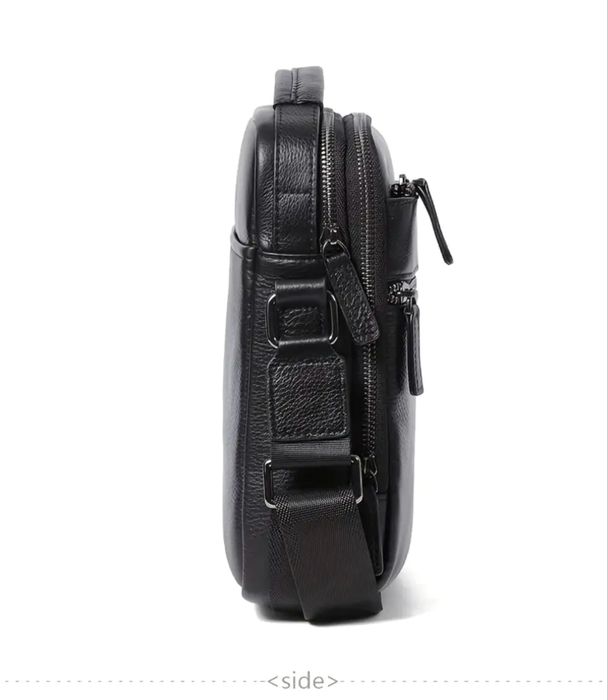 Мъжка, луксозна бутикова кожена чанта /Черна естест. кожа -10%Промоция